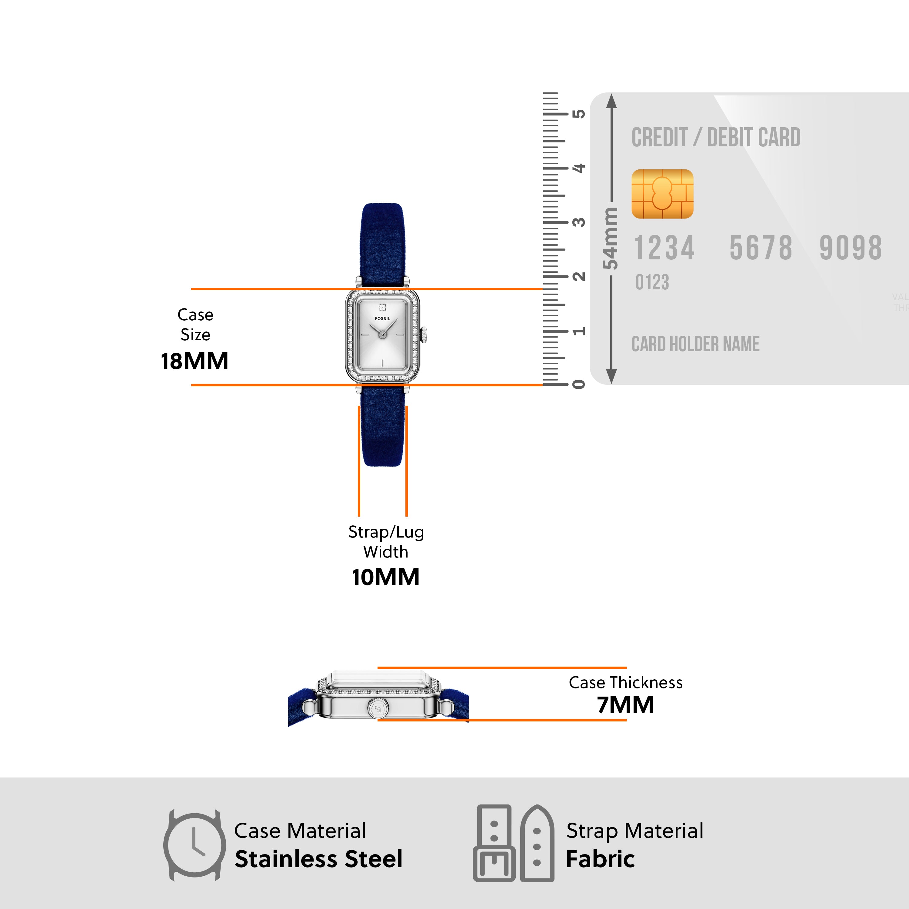 Fossil Raquel Two Hand Blue Velvet Woman's Watch | ES5436