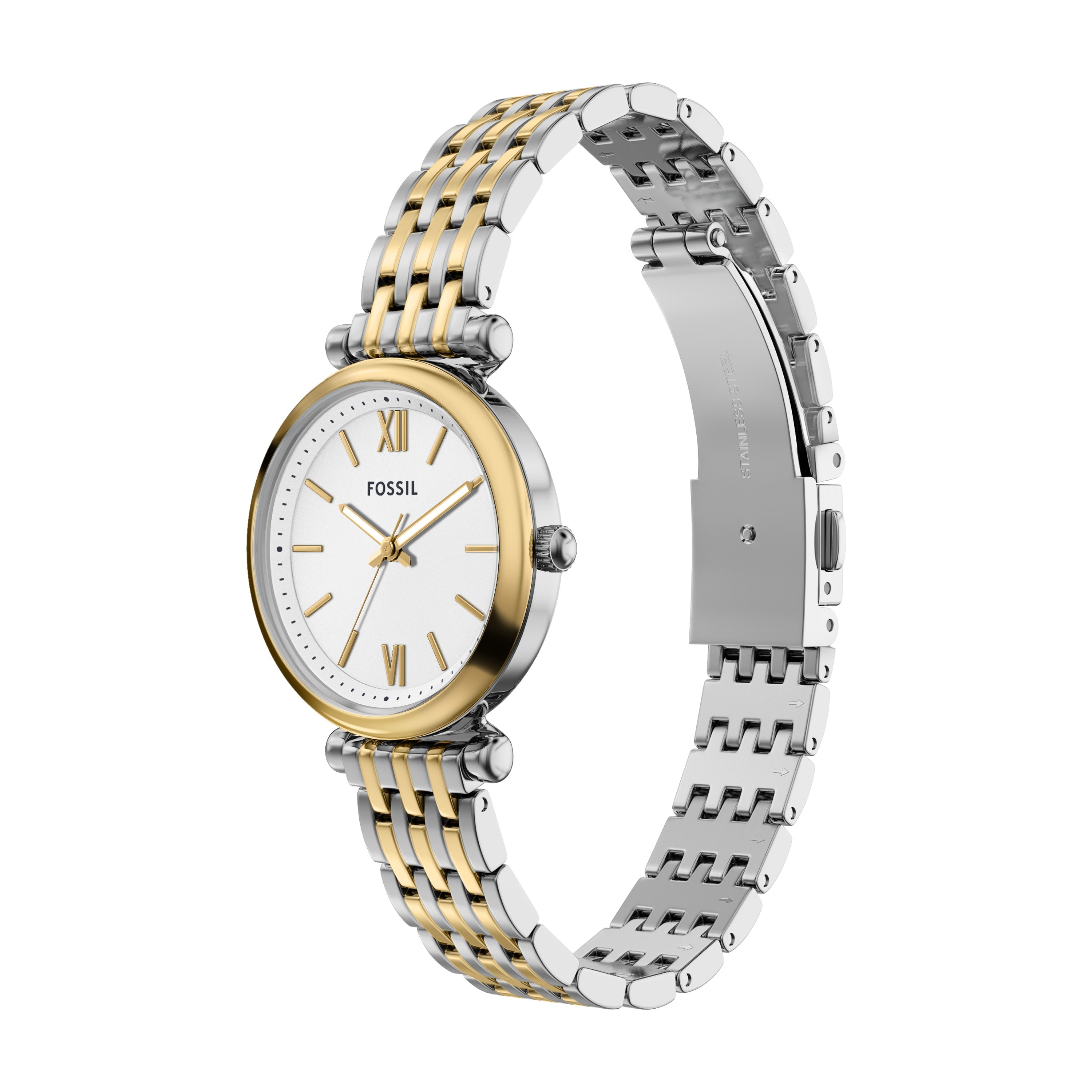 Fossil Carlie Three Hand Two Tone Stainless Steel Women's Watch Giftset | ES5450SET