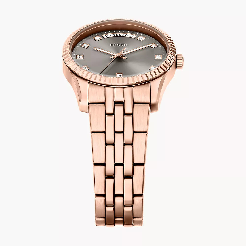 Fossil Scarlette Grey & Rose Gold Stainless Steel 34mm Women's Watch | ES5459