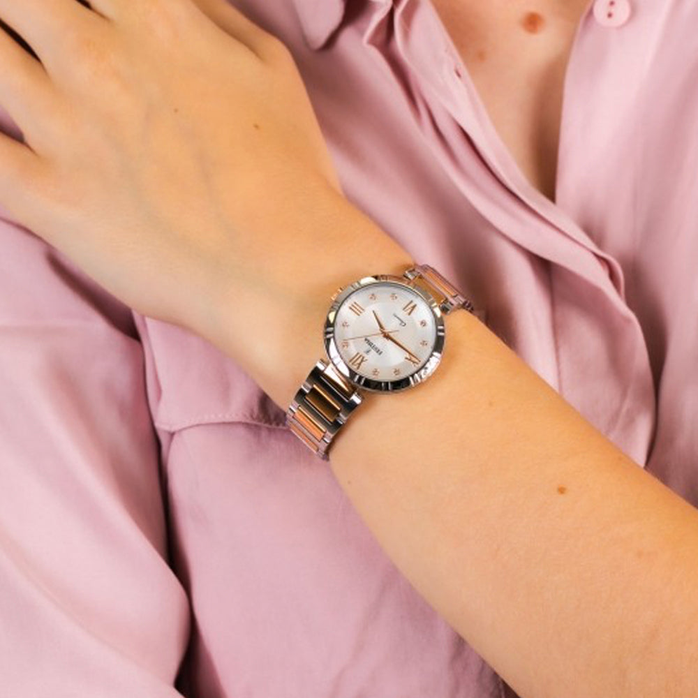 Festina Mademoiselle Quartz Grey Dial Rose Gold Stainless Steel Women Watch | F16937/D