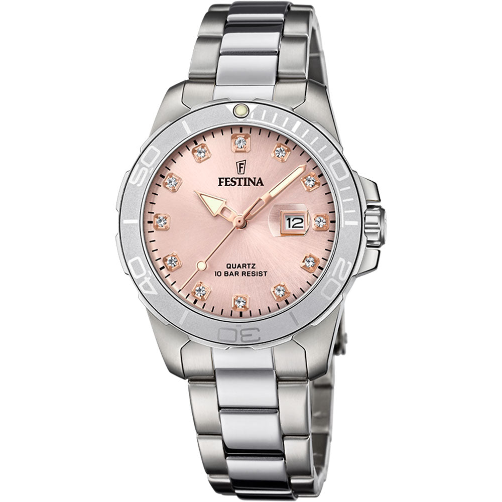 Festina Boyfriend Quartz Pink Mother Of Pearl Rose Gold Women's Watch | F20503/2