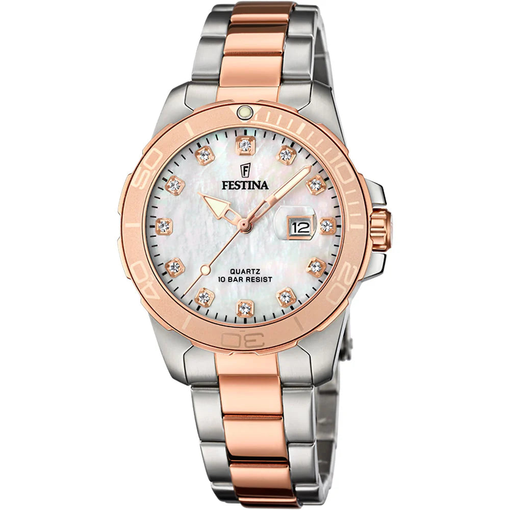 Festina Boyfriend Quartz Mother Of Pearl Gold PVD Women's Watch | F20505/1