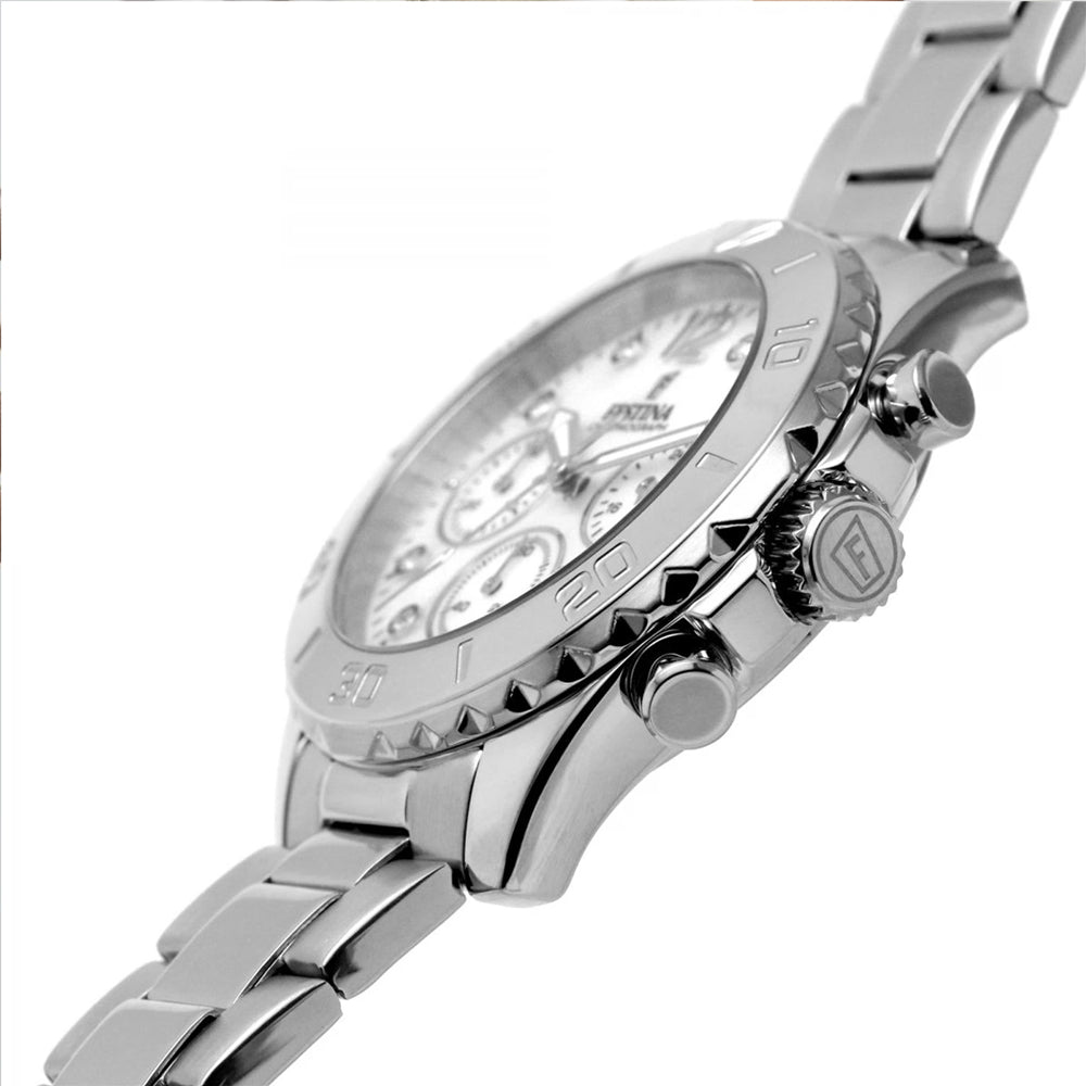 Festina Boyfriend Quartz Chronograph Mother Of Pearl Stainless Steel Women's Watch | F20603/1