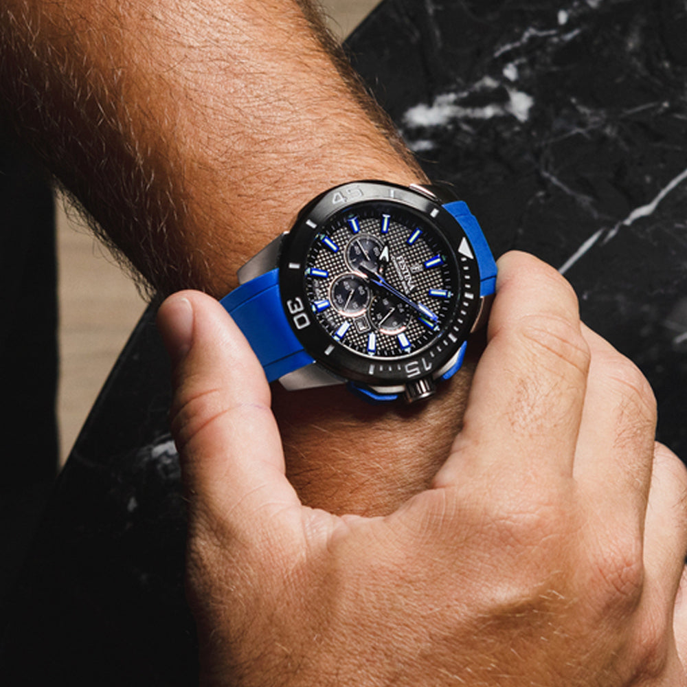 Festina Chrono Bike Quartz Chronograph Black White Blue Rubber Men's Watch | F20642/1