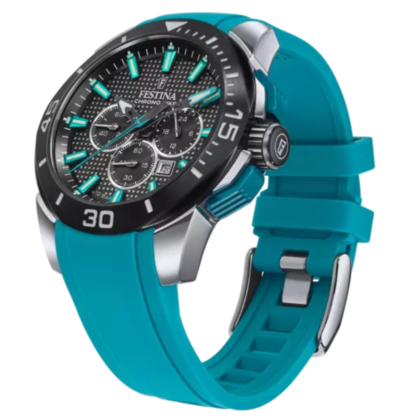 Festina Chrono Bike Quartz Chronograph Black Teal Rubber Men's Watch | F20642/3