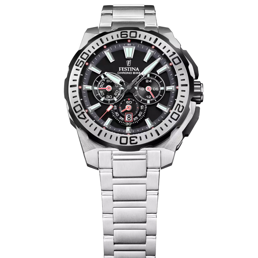 Festina Chrono Bike Quartz Chronograph Black Dial Stainless Steel Men's Watch | F20724/7