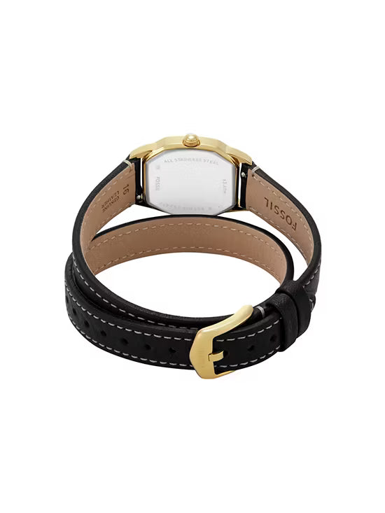 Fossil Harlow Three-Hand Black Leather Women's Watch | ES5404