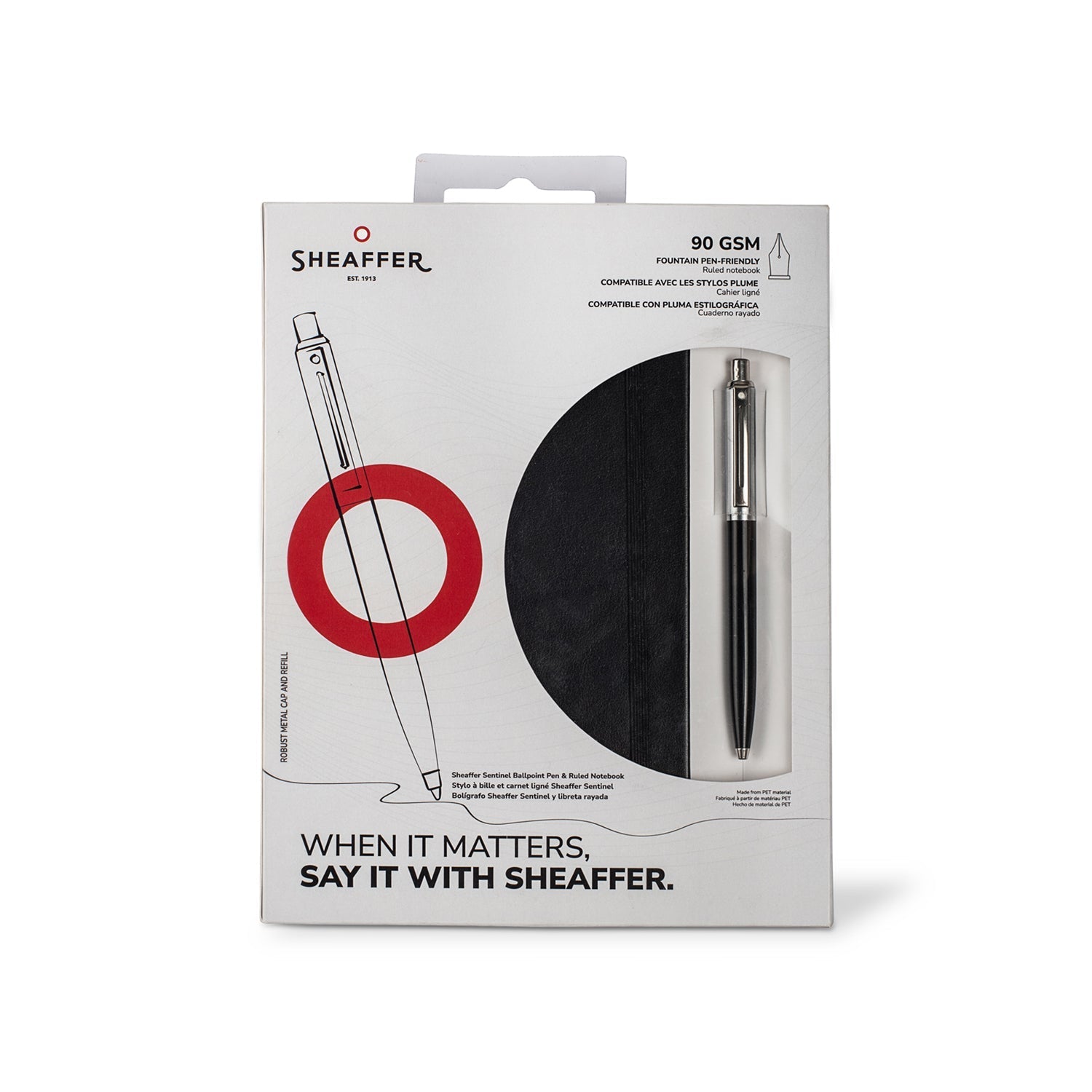 Sheaffer Giftset Sentinel Black 321 Ballpoint Pen and Medium Notebook Black Hangsell |