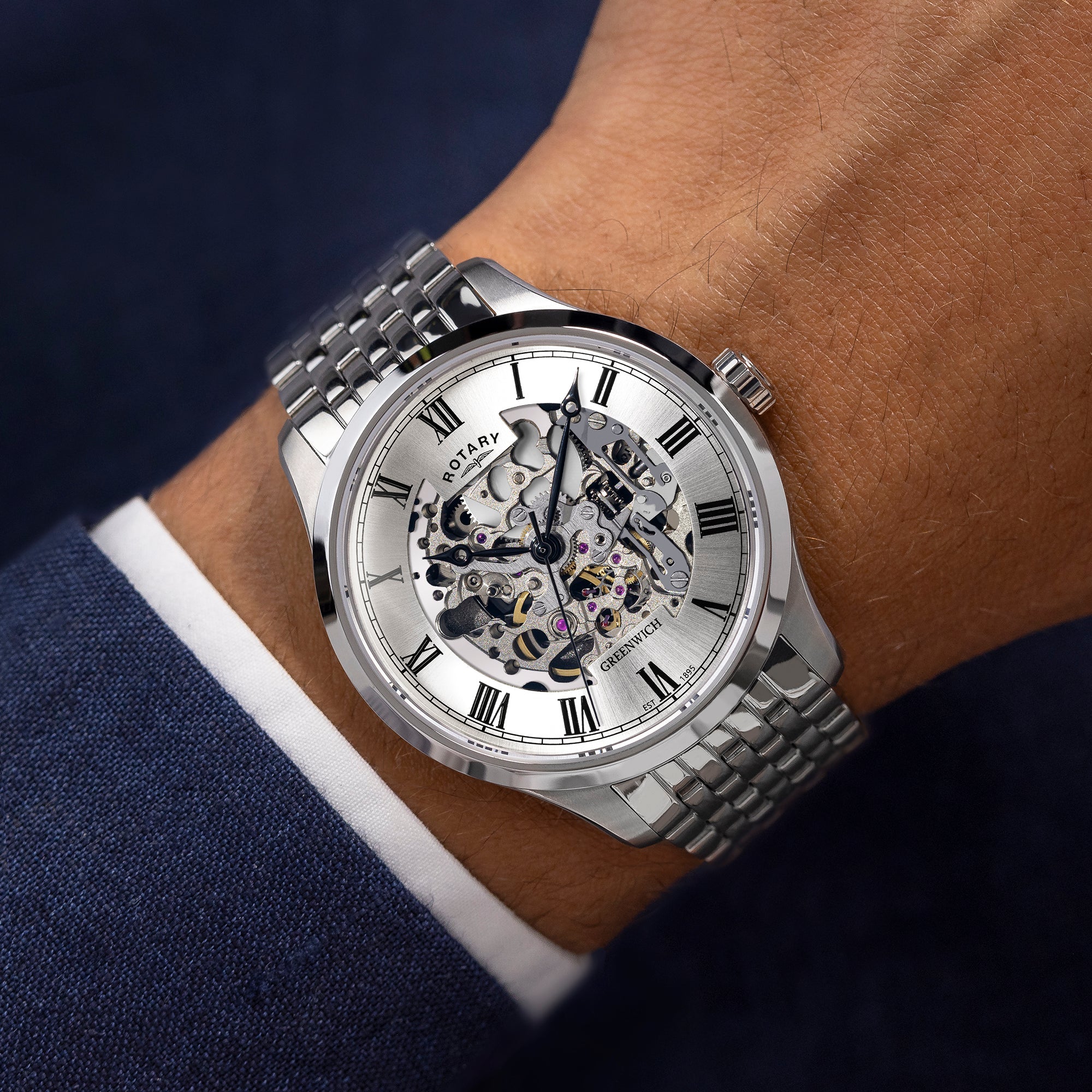 Rotary Men's Greenwich Skeleton Automatic Steel Watch | GB02940/06