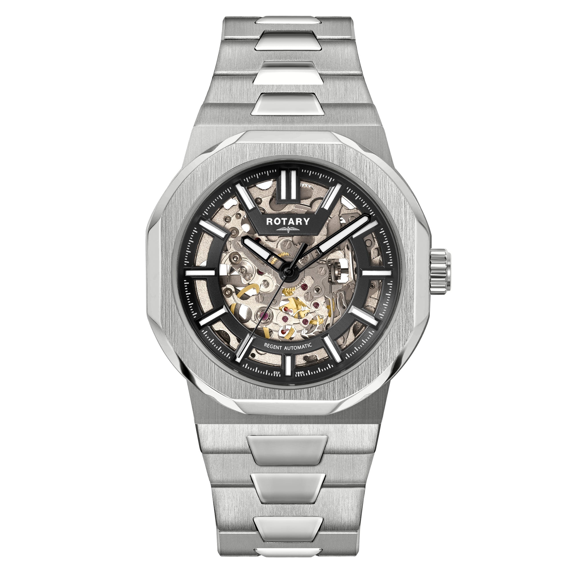 Rotary Men's Regent Automatic Skeleton Steel Watch | GB05495/04