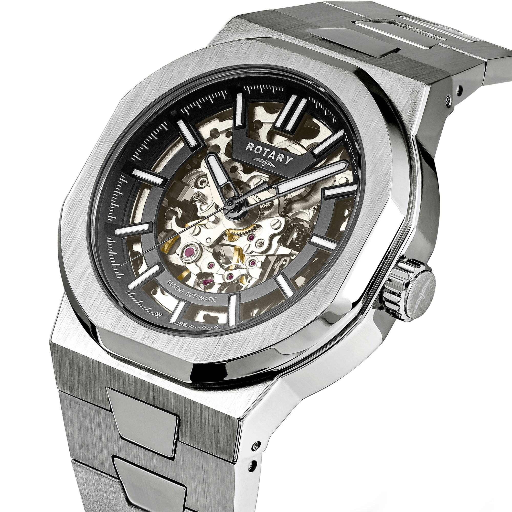 Rotary Men's Regent Automatic Skeleton Steel Watch | GB05495/04