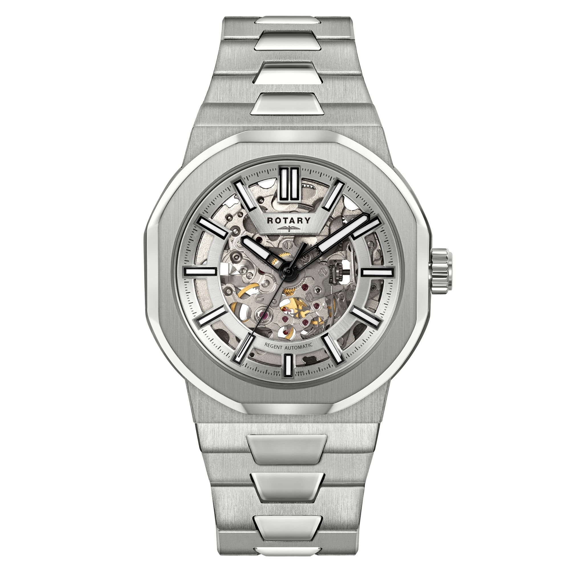 Rotary Men's Regent Automatic Skeleton Steel Watch | GB05495/06