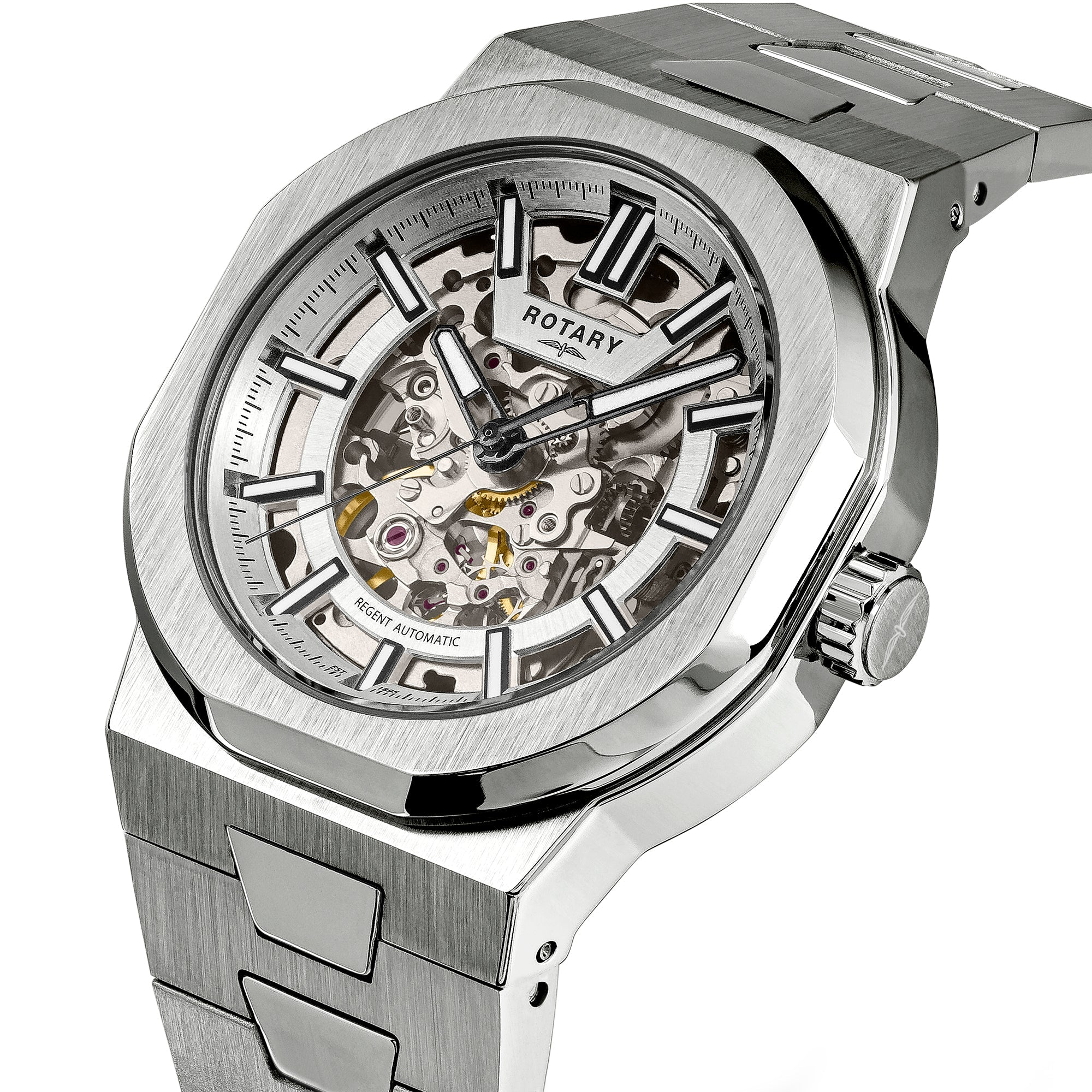 Rotary Men's Regent Automatic Skeleton Steel Watch | GB05495/06
