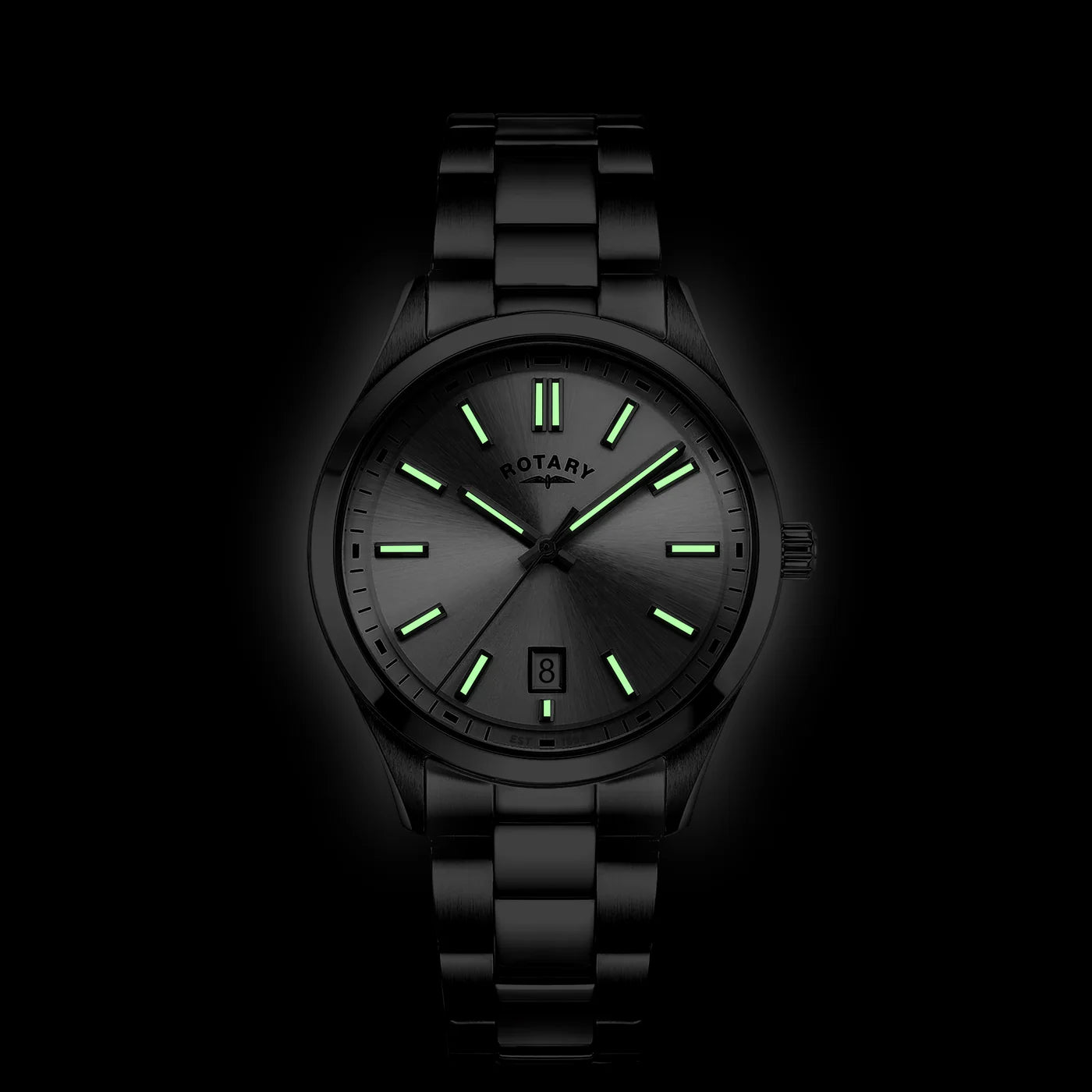 Rotary Oxford Stainless Steel Dial 40mm Calendar Silver Lume Batons Men's Watch | GB05520/06