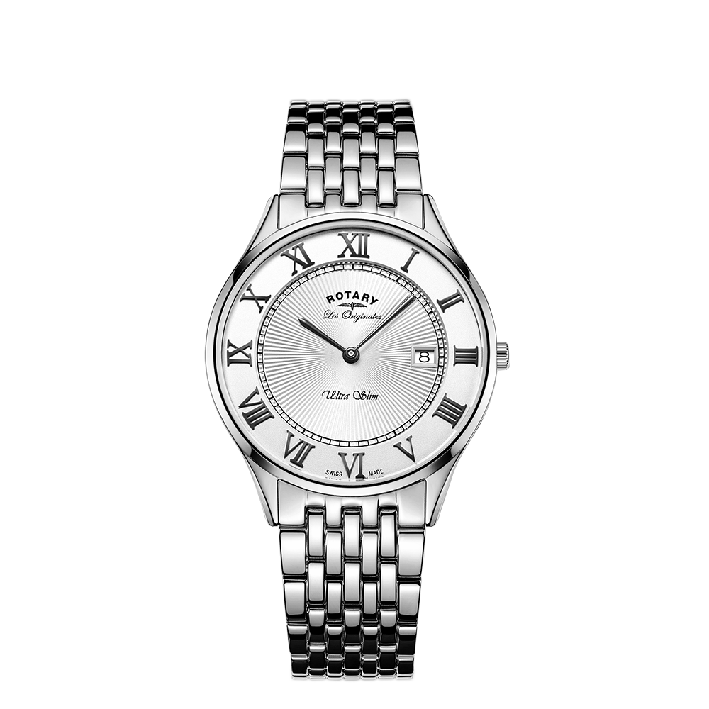 Rotary Ultra Slim Silver Dial and Silver Steel Bracelet 36mm Unisex Watch | GB90800/01