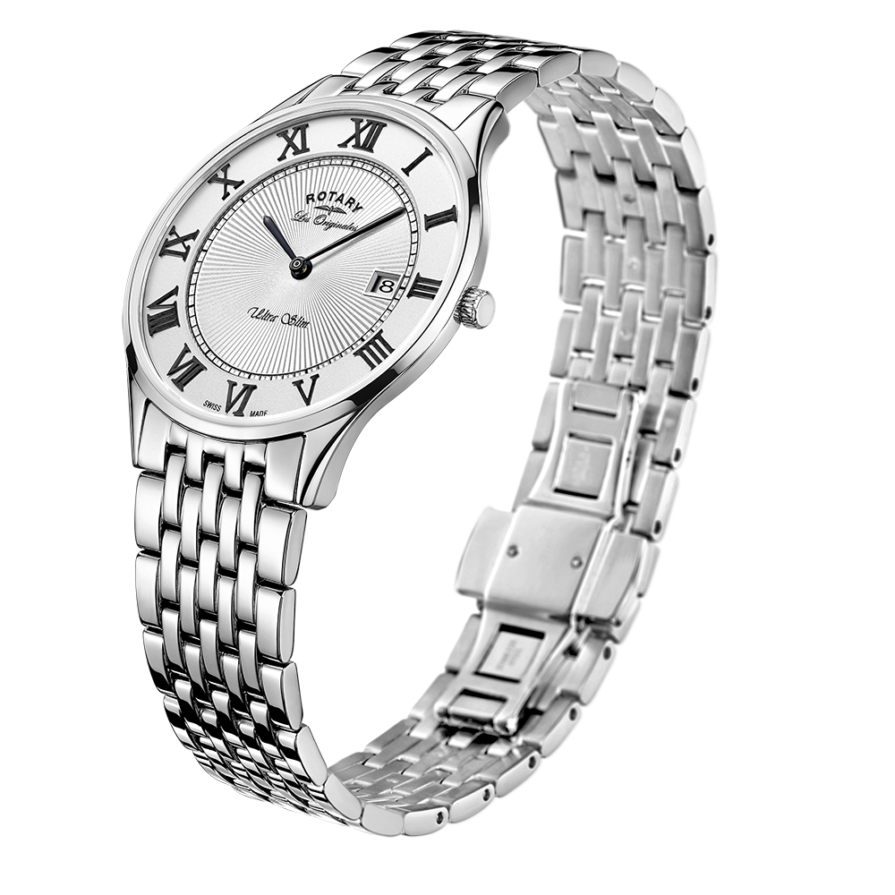 Rotary Ultra Slim Silver Dial and Silver Steel Bracelet 36mm Unisex Watch | GB90800/01