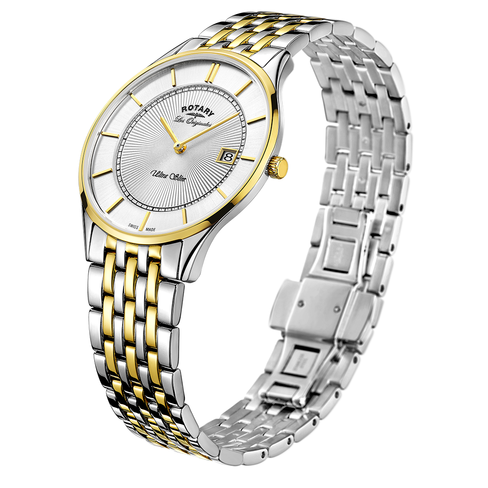 Rotary Ultra Slim White Dial and White Steel Bracelet Unisex Watch | GB90801/02