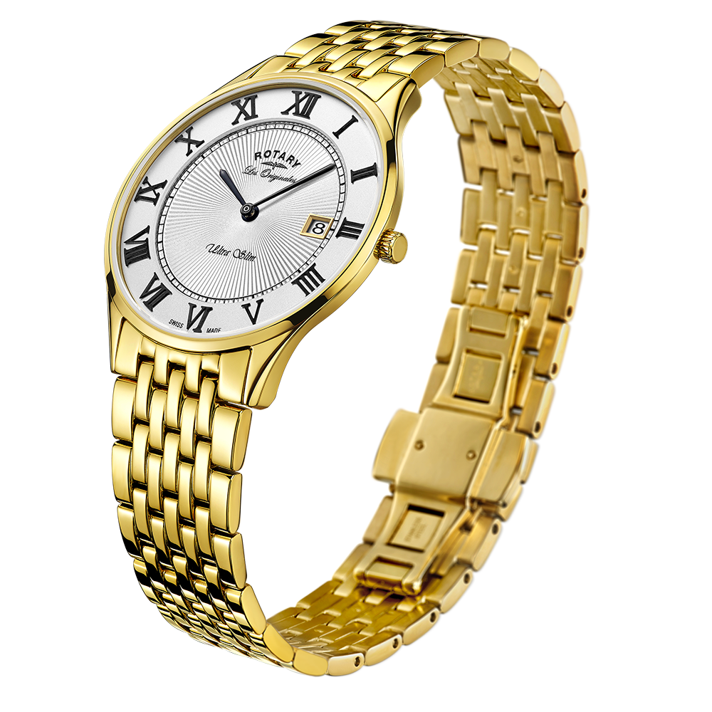 Rotary Ultra Slim Black Dial and Black Steel Bracelet 36mm Unisex Watch | GB90803/01