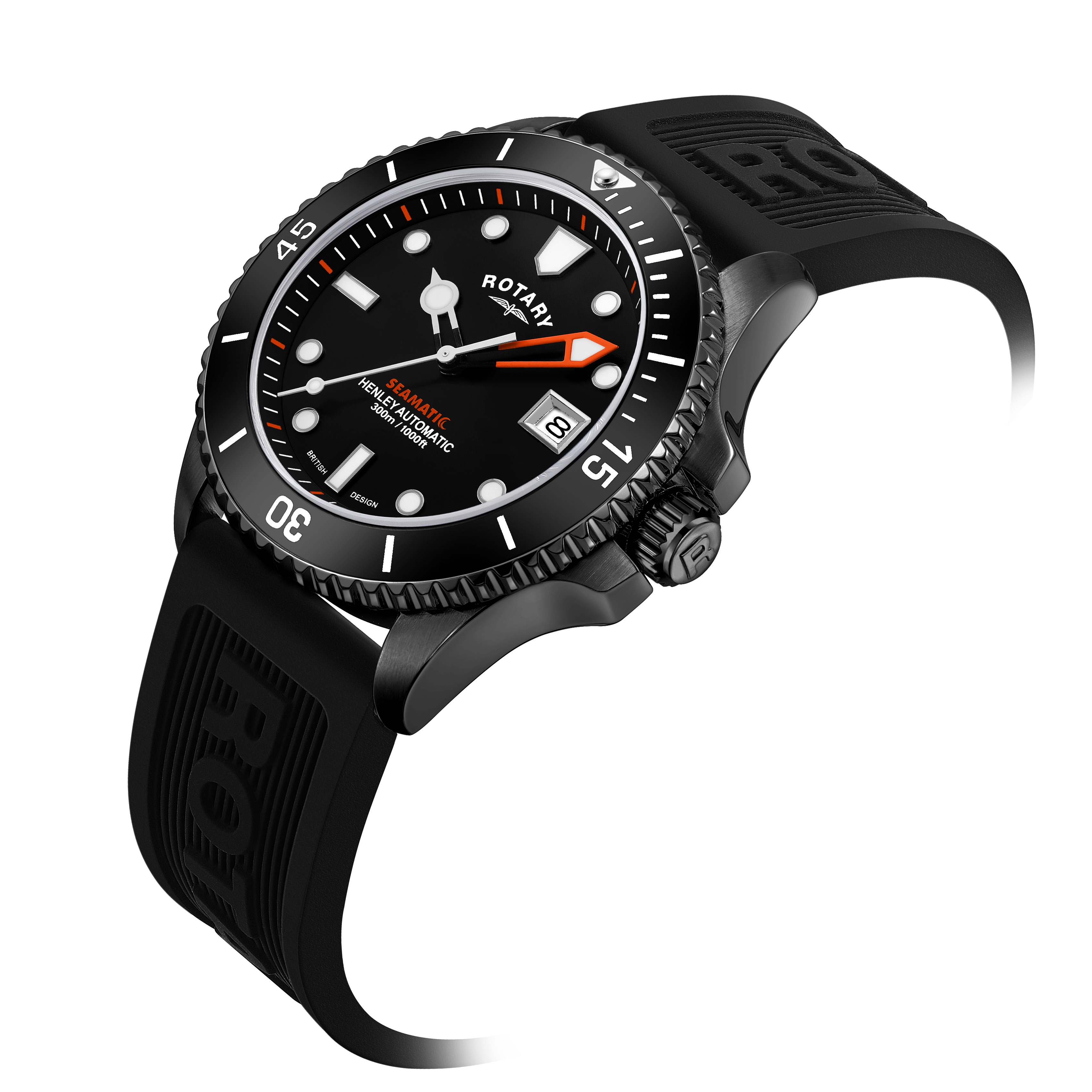 Rotary Seamatic Strap 300 Black Edition Automatic Watch | GS05434/04