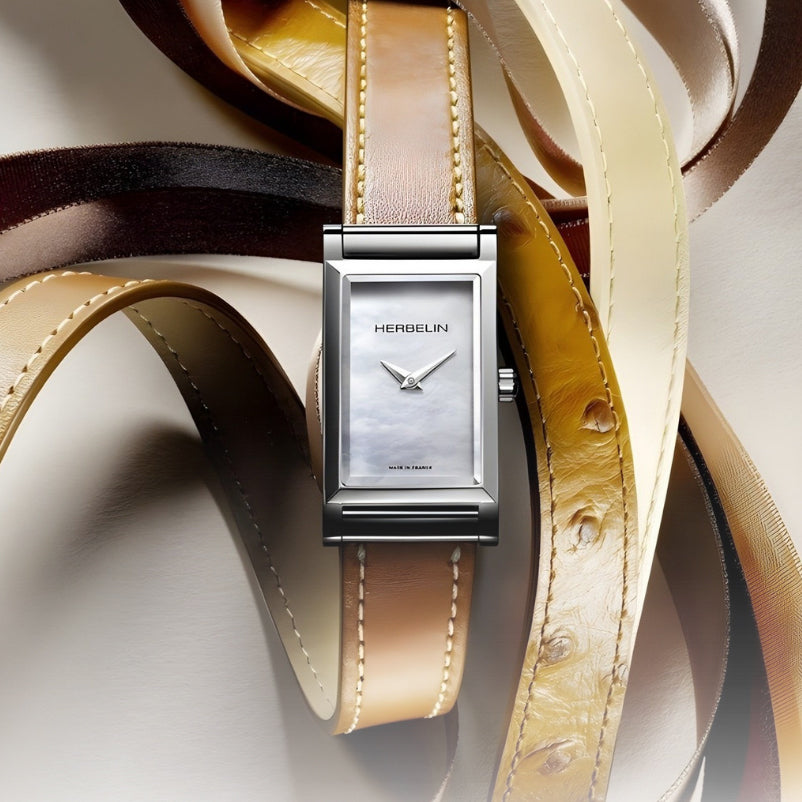 HERBELIN Antarès â Rectangle - Gold PVD & Mother of Pearl | H17444P09