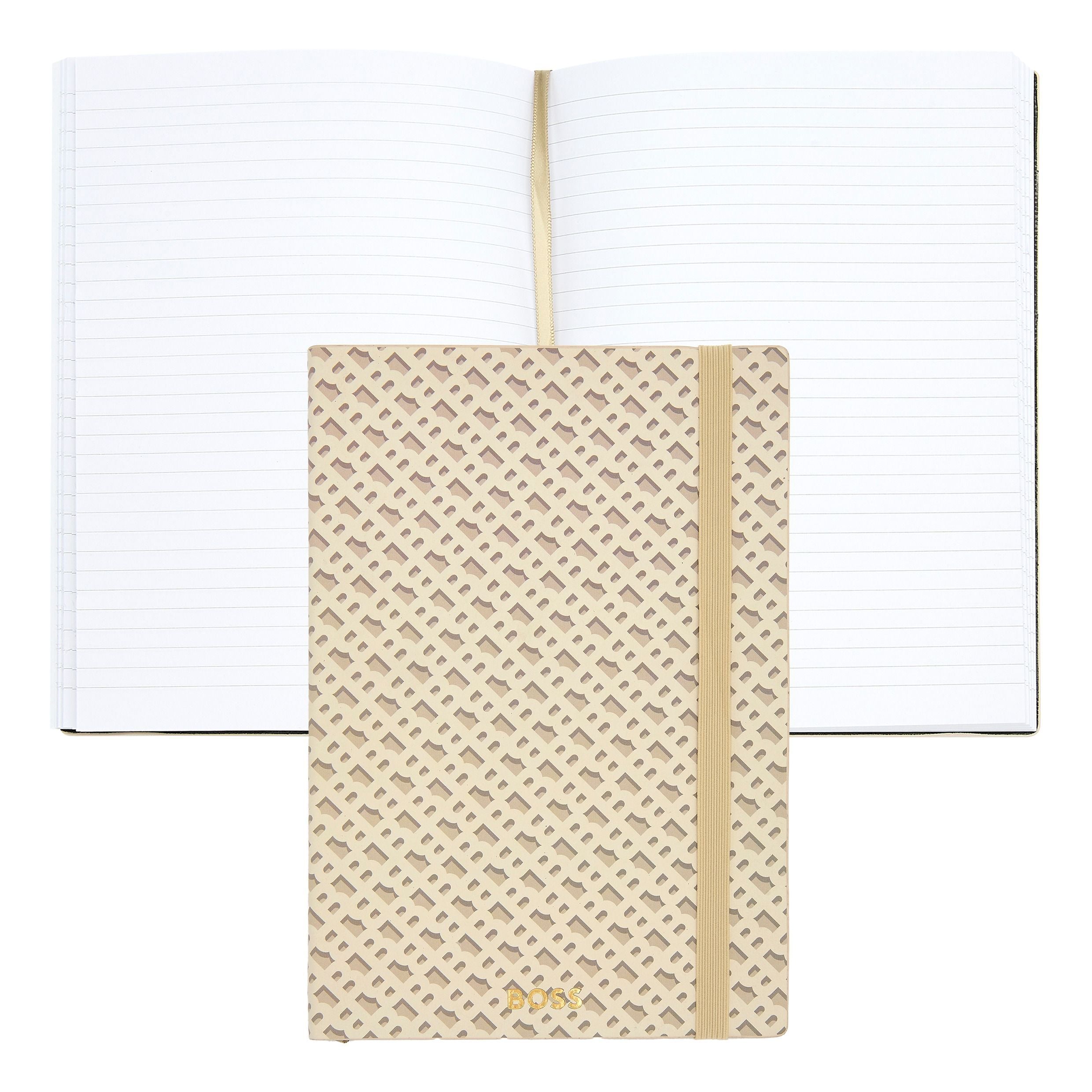 HUGO BOSS Notebook A5 Monogram Cream Lined | HNH412GL