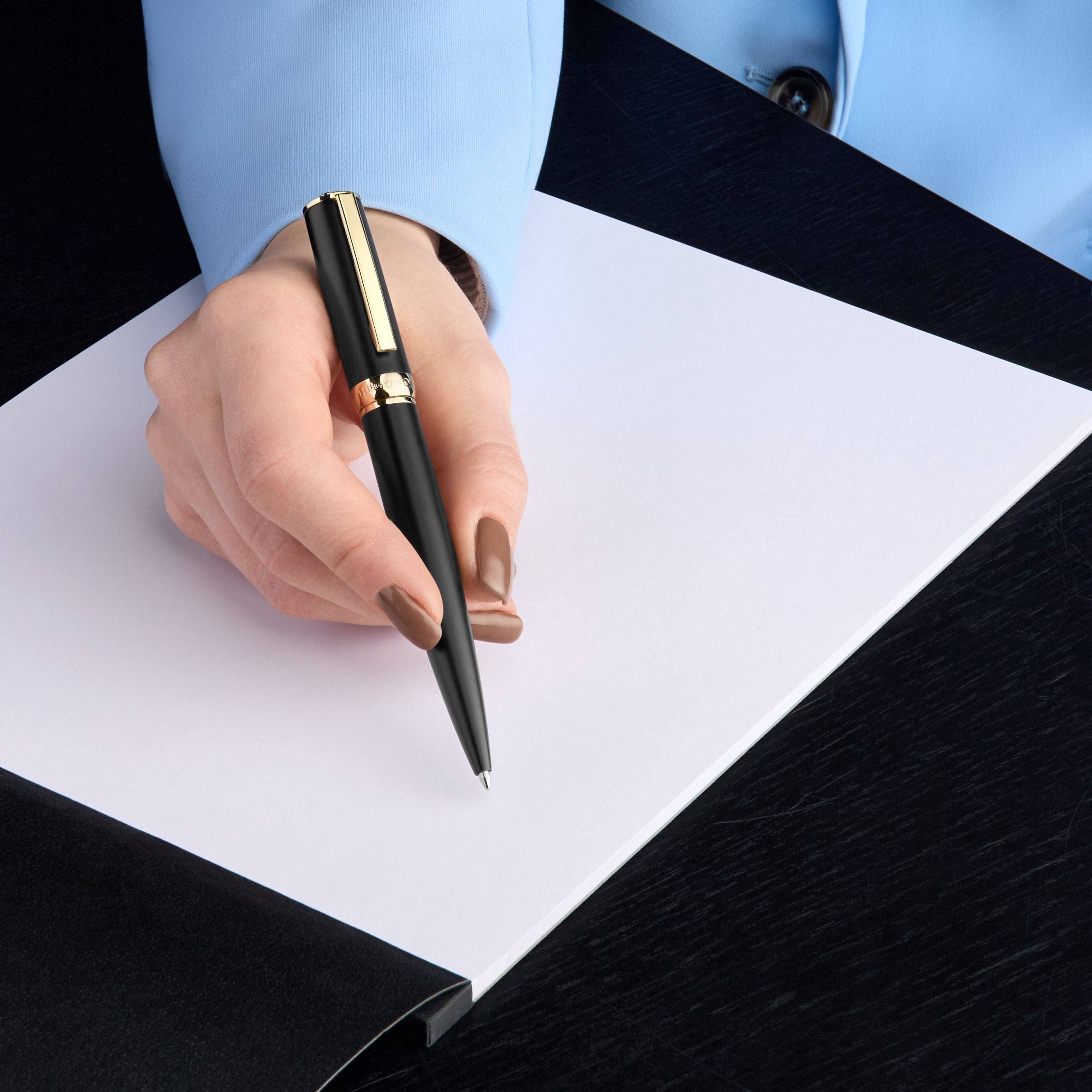 HUGO BOSS HSC5204A - Ballpoint pen Arche Double B Black & Gold