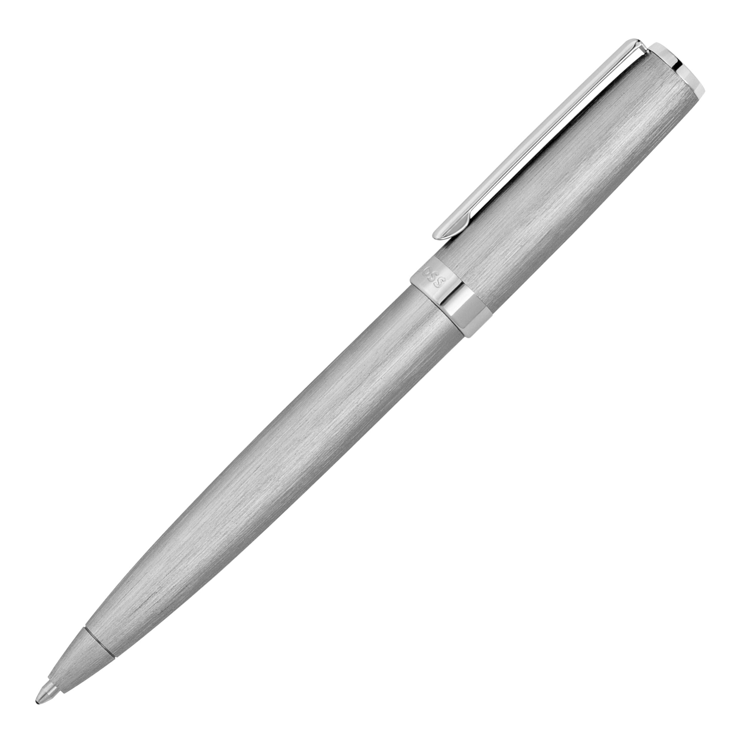 HUGO BOSS Gear Brushed Chrome Ballpoint Pen | HSK4414B