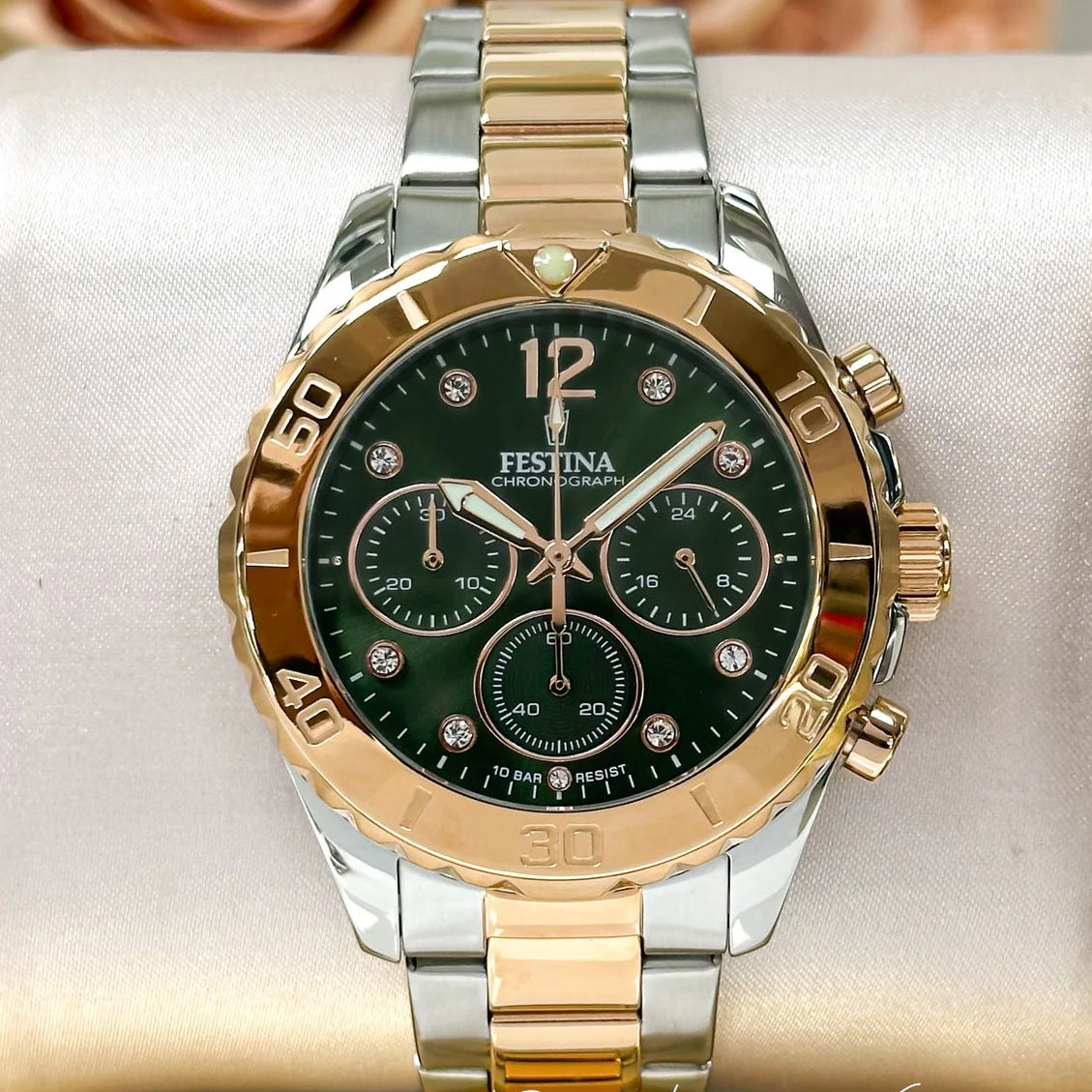 Festina Boyfriend Quartz Chronograph Mother Of Pearl Rose Gold PVD Women's Watch | F20605/3