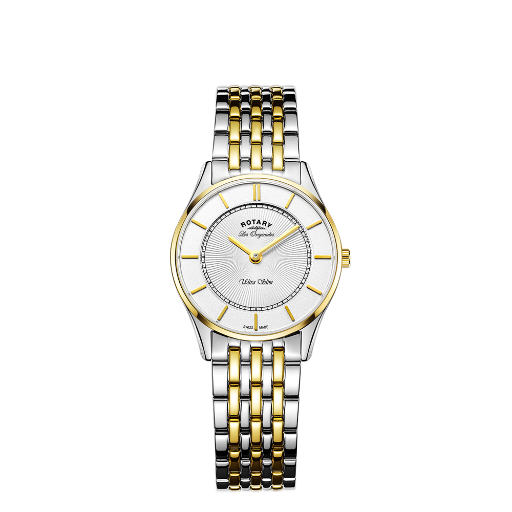 Rotary Ultra Slim Mother of Pearl Dial and White Steel Bracelet Unisex Watch | LB90801/41
