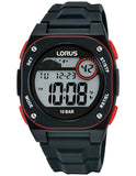 Lorus Black and Red Digital Dial Black Strap Unisex Watch | R2327QX9