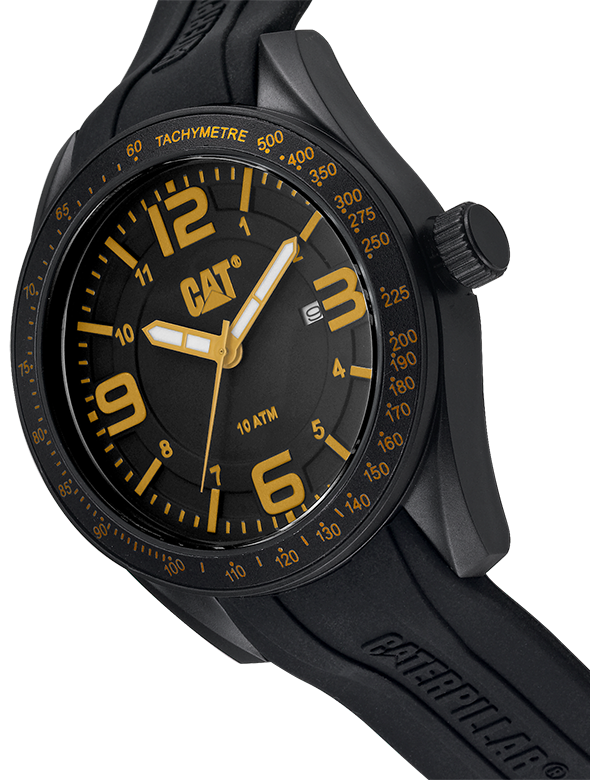 CAT Oceania Black Dial Calendar Yellow Hands Black Strap Men's Watch | LQ.161.21.137
