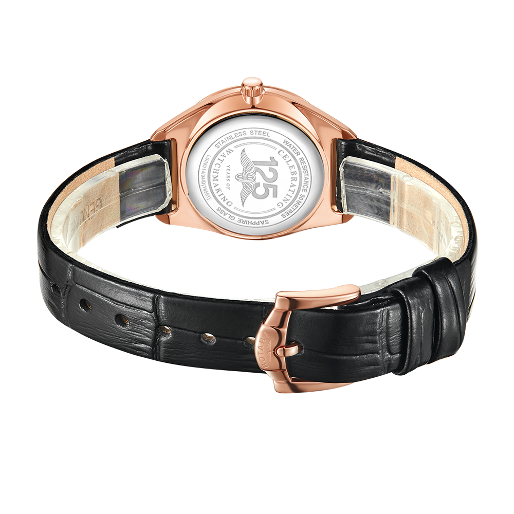 Rotary Ultra Slim Rose Gold Dial and Rose Gold Leather 27mm Women's Watch | LS08014/04/D