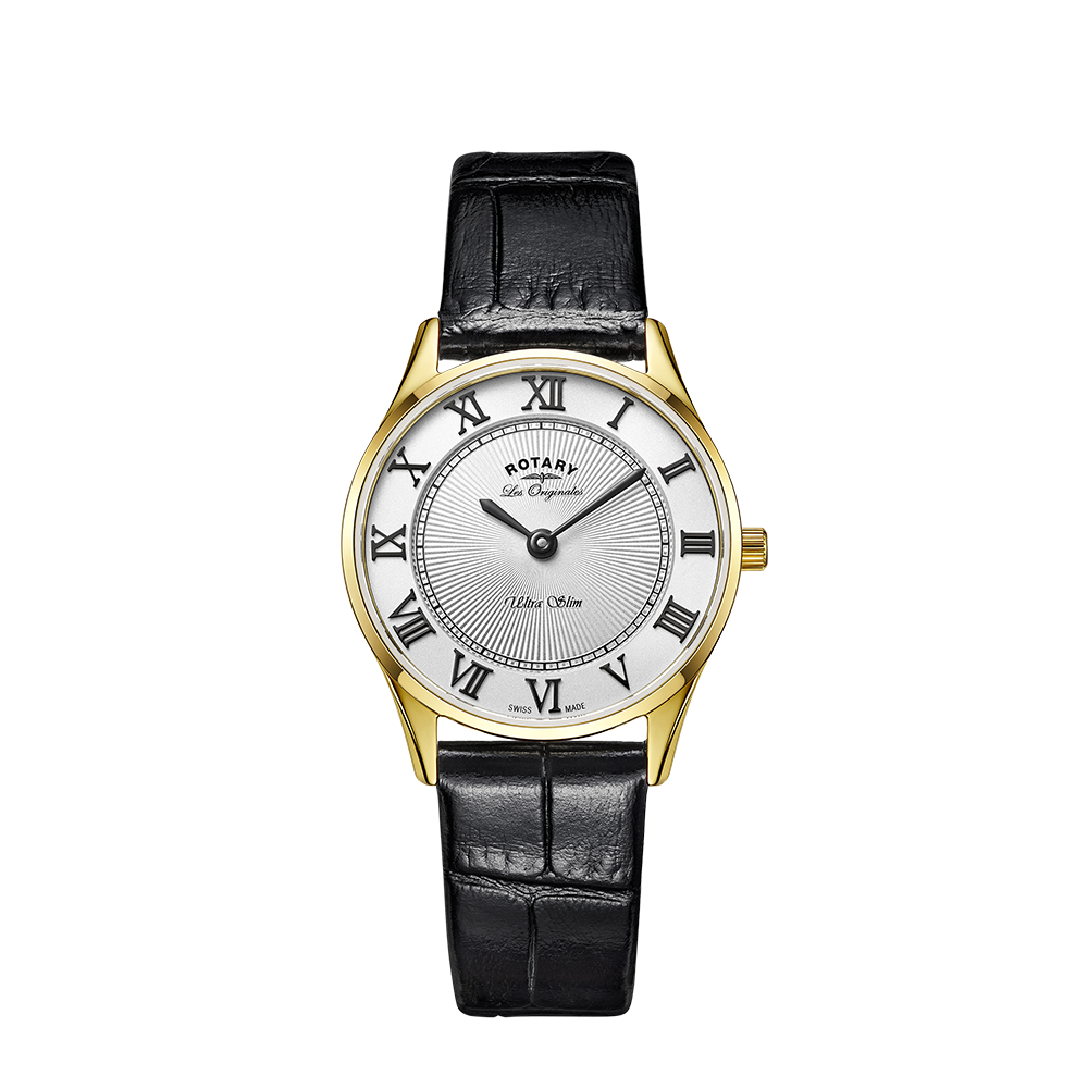 Rotary Ultra Slim Black Dial and Black Steel Bracelet Unisex Watch | LS90803/01