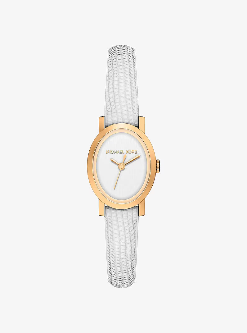 Michael Kors Maude White Dial and White Leather Strap 21mm Women's Watch | MK7586