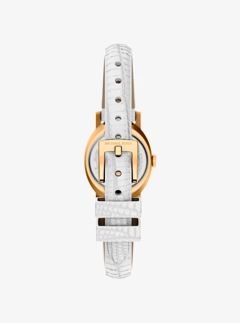 Michael Kors Maude White Dial and White Leather Strap 21mm Women's Watch | MK7586