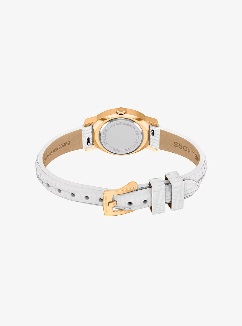 Michael Kors Maude White Dial and White Leather Strap 21mm Women's Watch | MK7586