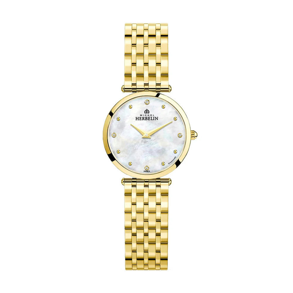 Herbelin Epsilon Diamond Mother of Pearl Gold Women's Watch | 17116/BP89