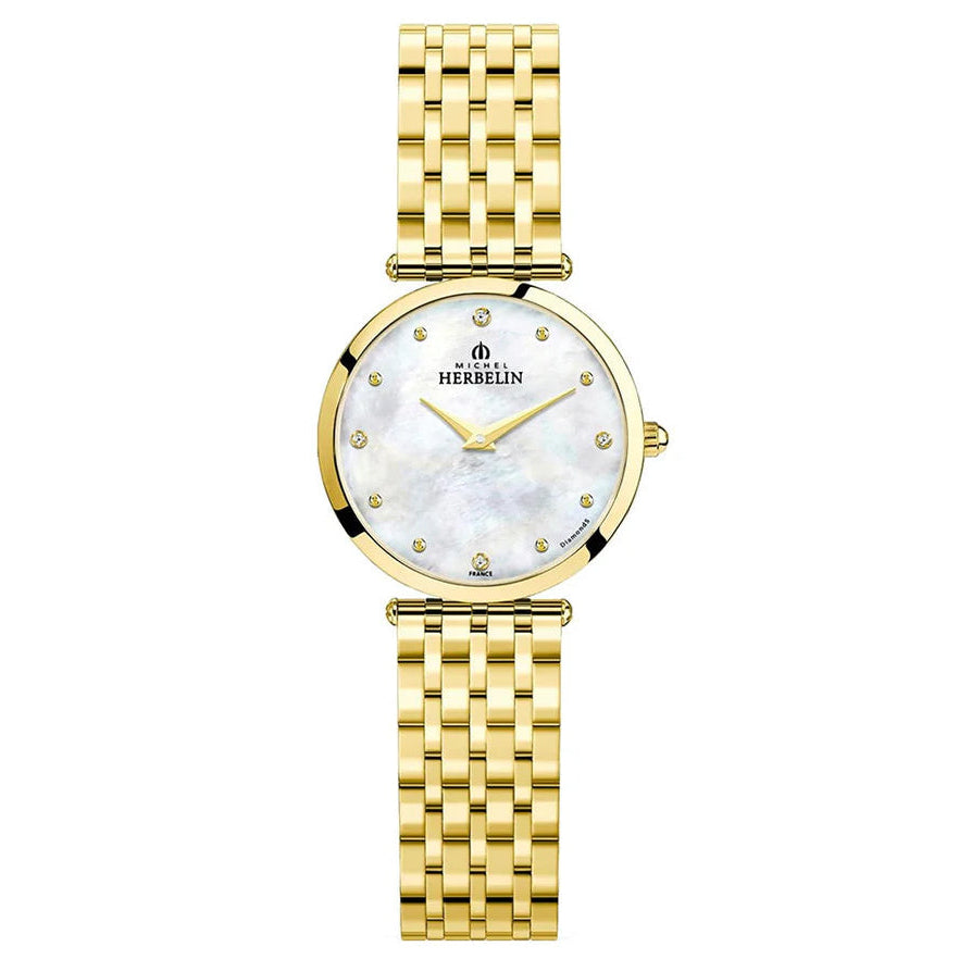 HERBELIN Epsilon Quartz Yellow Gold and Diamonds 28mm Women's Watch | 17116/BP89