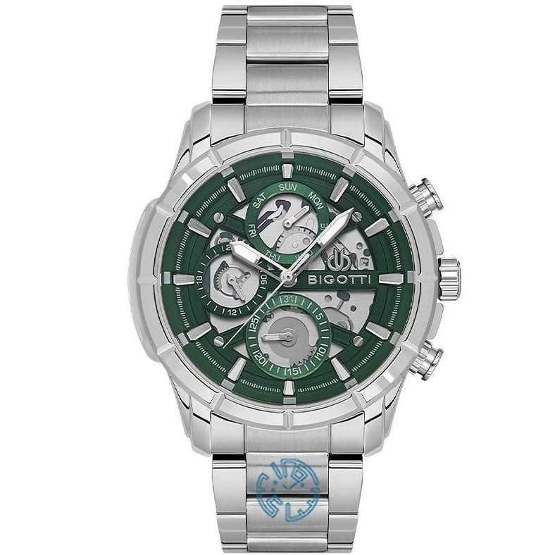 Bigotti Green Skeleton Multi-Dial Stainless Steel Men's Watch | BG.1.10578-4