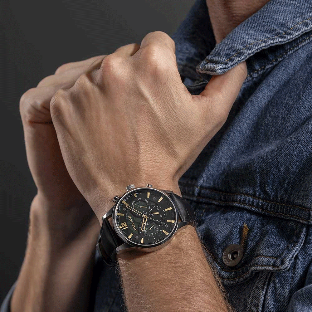 Police Driver Black Leather Men's Watch | PEWGF0040201