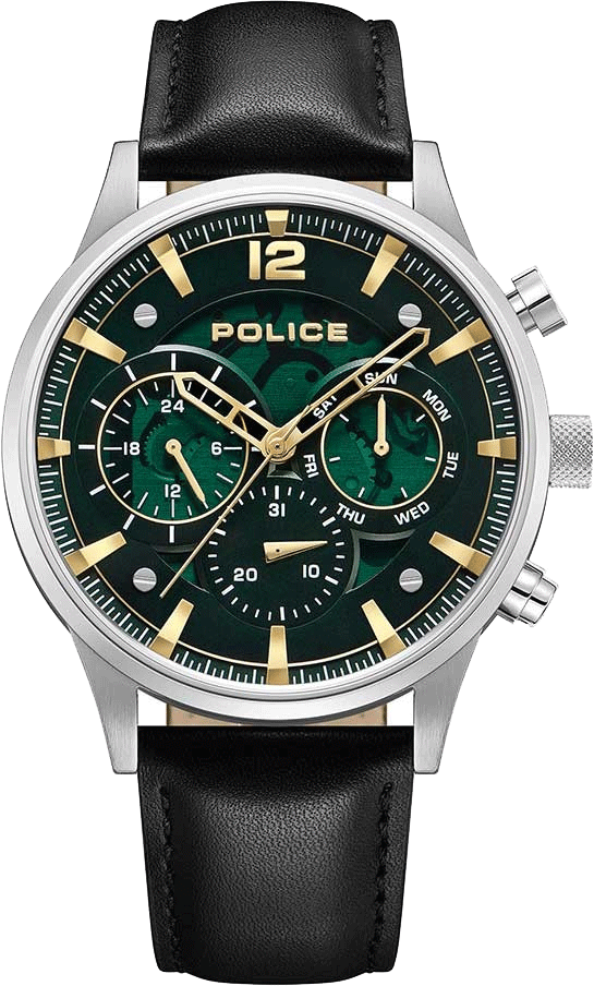 Police Driver Black Leather Men's Watch | PEWGF0040201
