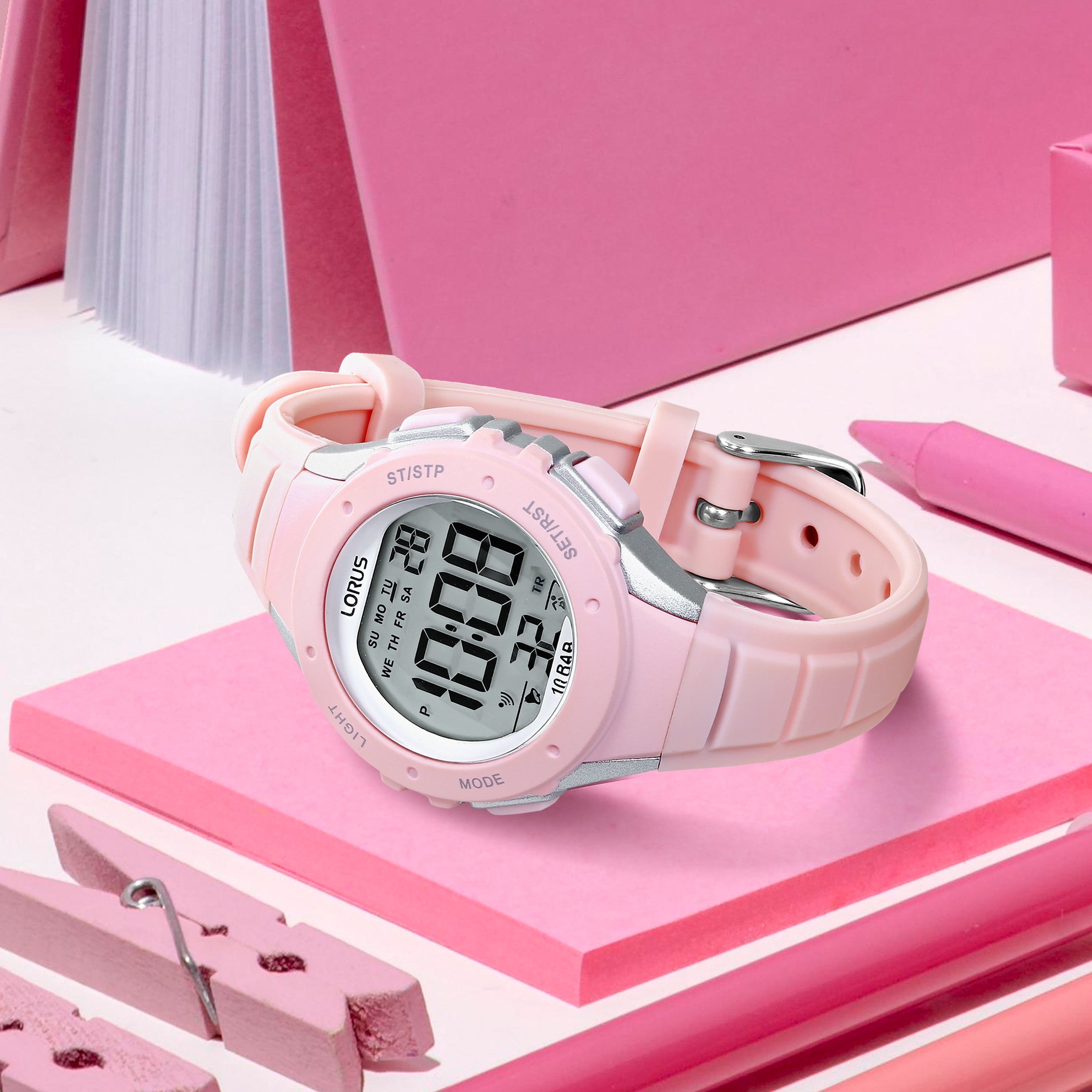 Lorus Digital Pink Silicone Strap Woman's Watch | R2367PX9