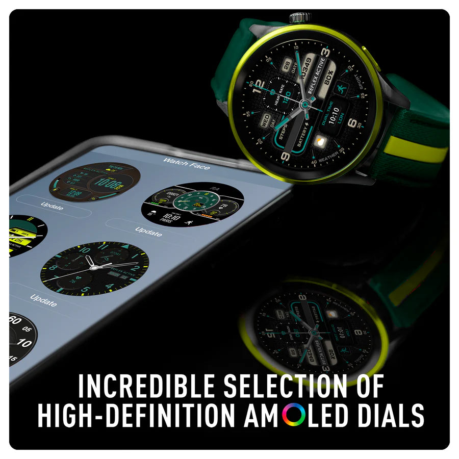 Reflex Active Series 54 Black Case Green Bezel Black Chrono Dial Green and Yellow Strap Unisex Watch | RA54-2238