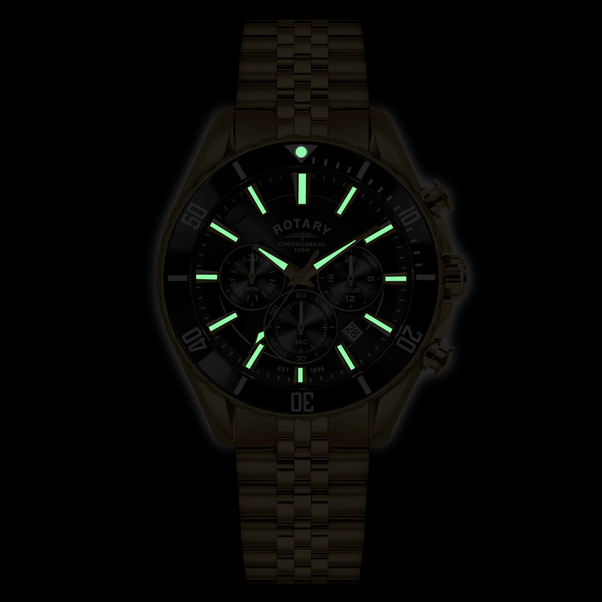 Rotary Men's Apex100 Chronograph Gold PVD Watch | RGB10014/04