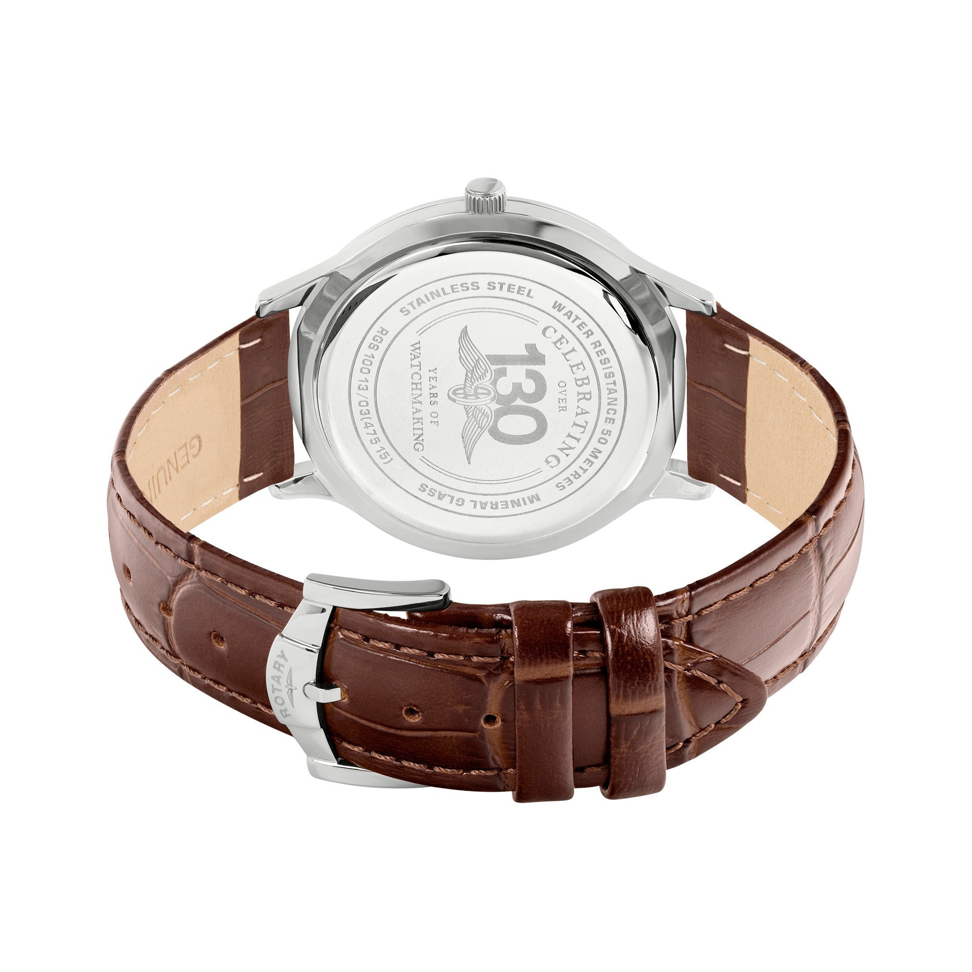 Rotary 1895 Silver Dial and Brown Leather 36mm Men's Watch | RGS10011/06