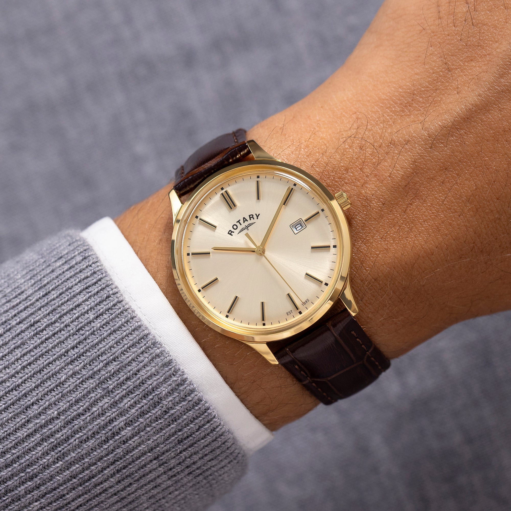 Rotary 1895 Champagne Dial and Brown Leather 36mm Men's Watch | RGS10013/03