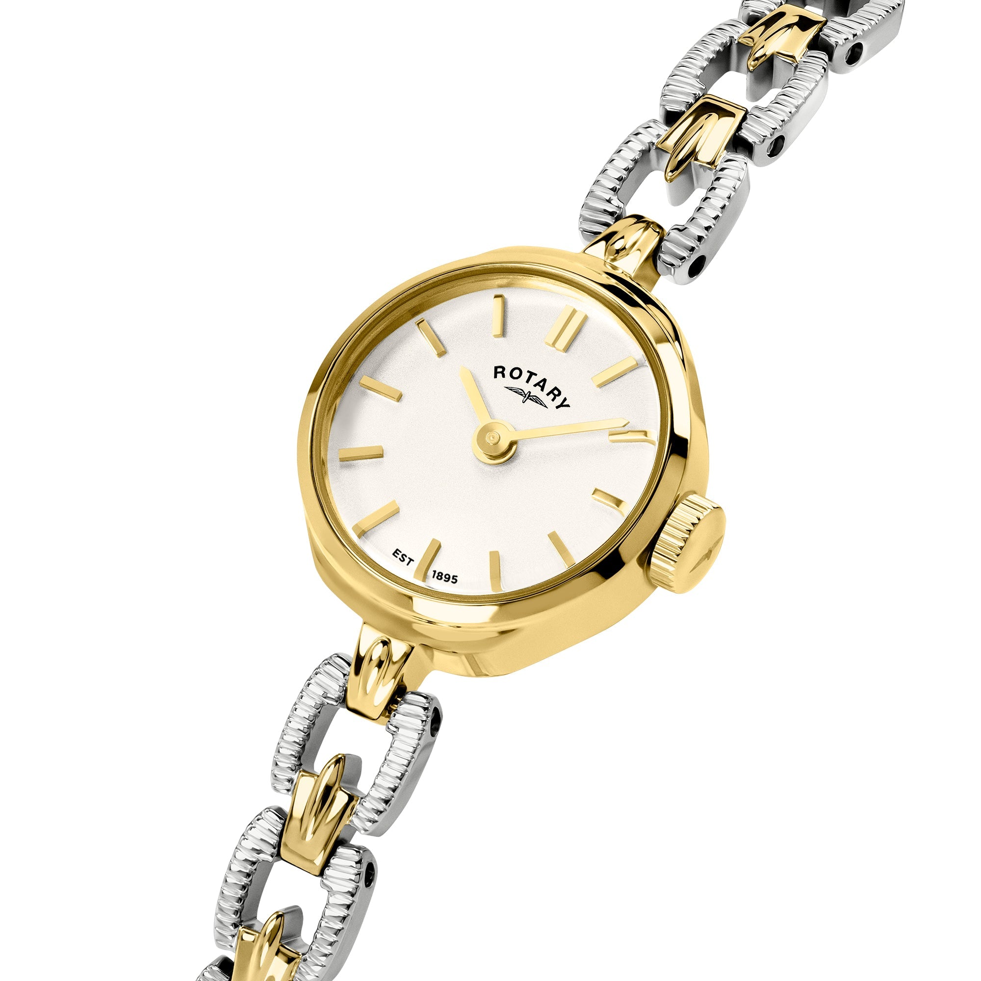 Rotary 1895 White Dial and White Steel Bracelet 20mm Women's Watch | RLB10003/70