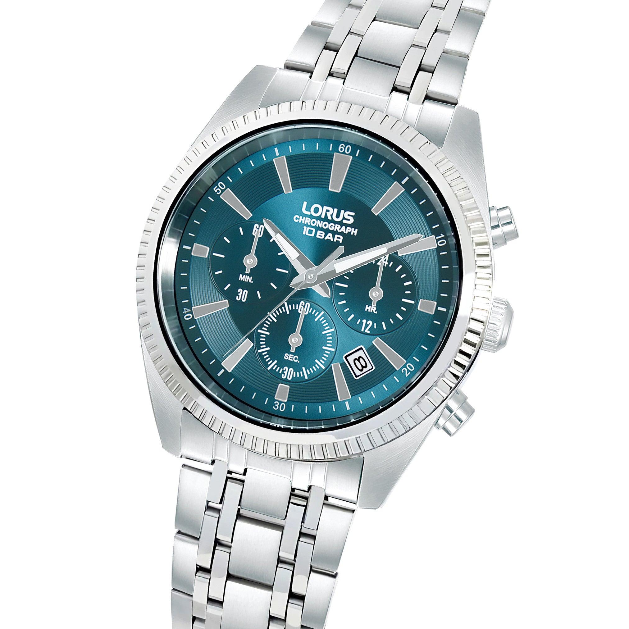 Lorus Chrono Turquoise Dial Stainless Steel Men's Watch | RT399KX9
