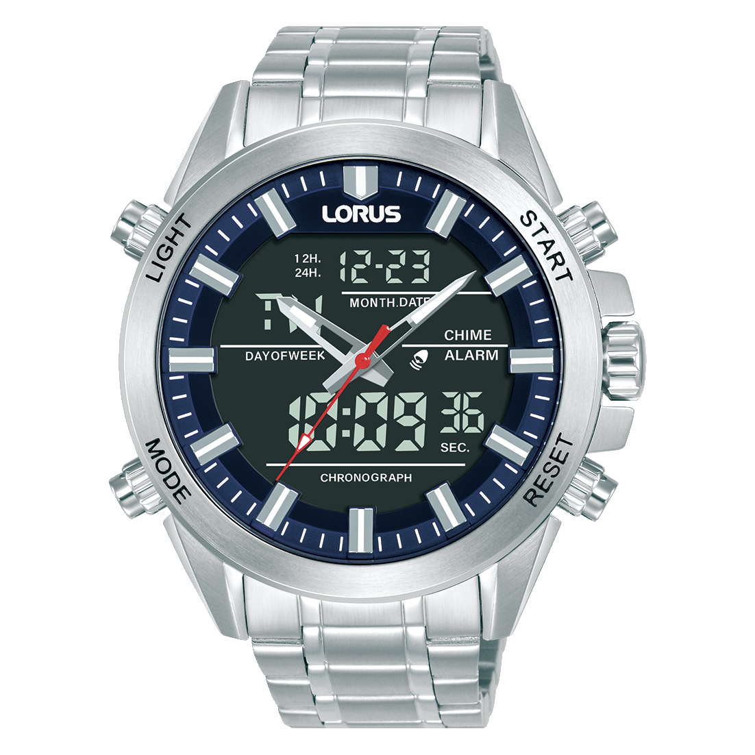 Lorus Blue Black Ana Digi Dial Stainless Steel Men's Watch | RW665AX9