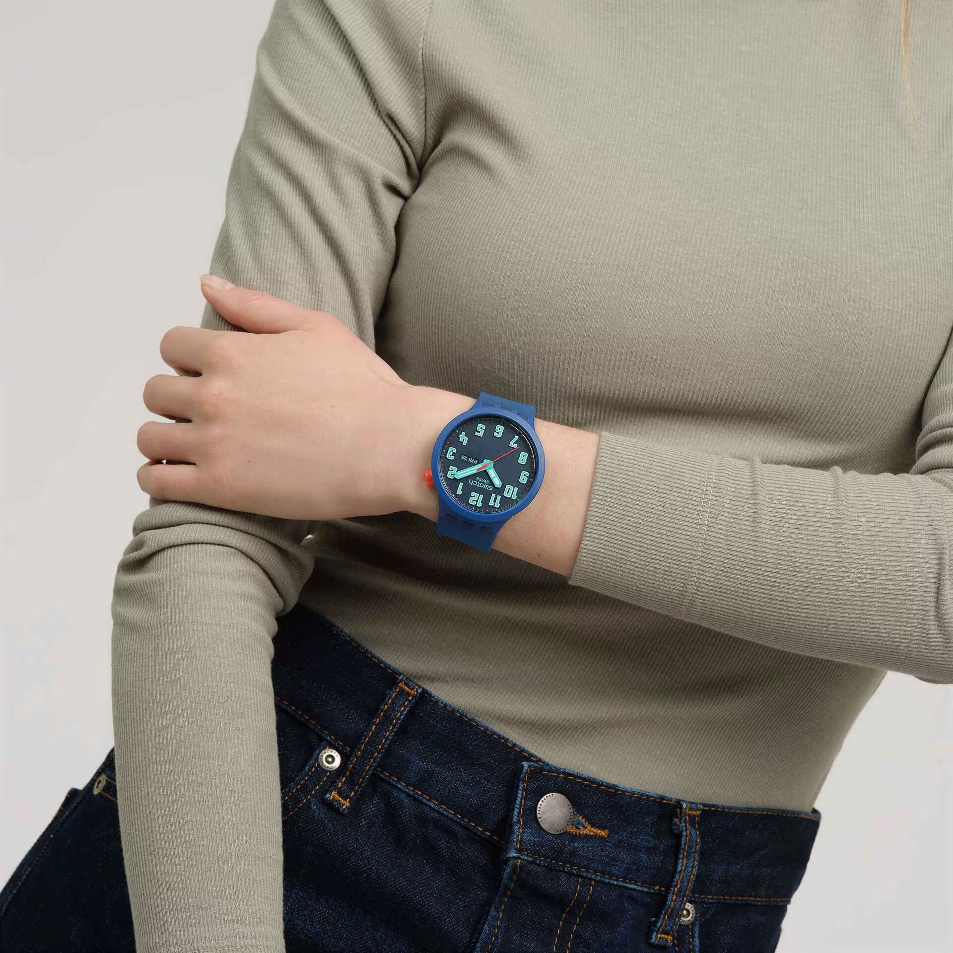 Swatch Essentially Bold with Blue Rubber Strap Unisex Watch | SB01N700